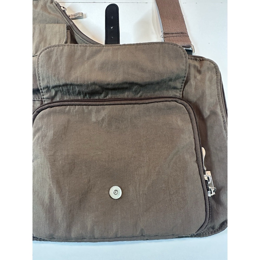 Baggallini Uptown Nylon Crossbody Sling Organizer Bag Travel Brown Khaki Medium - Picture 7 of 9